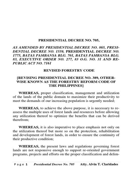 presidential decree 705 summary.